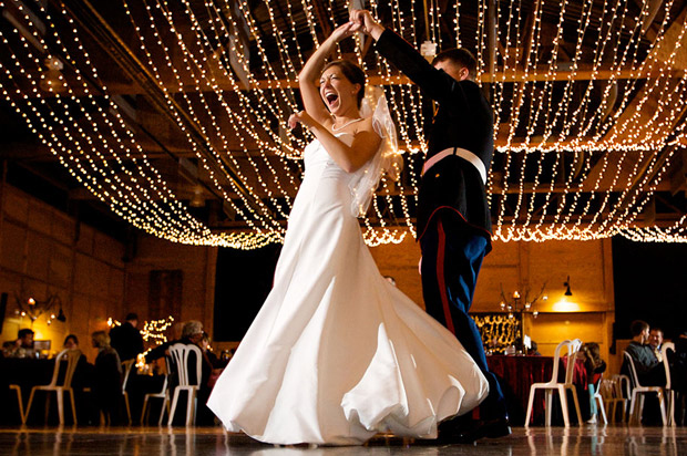 Bride and groom dancing at a wedding reception